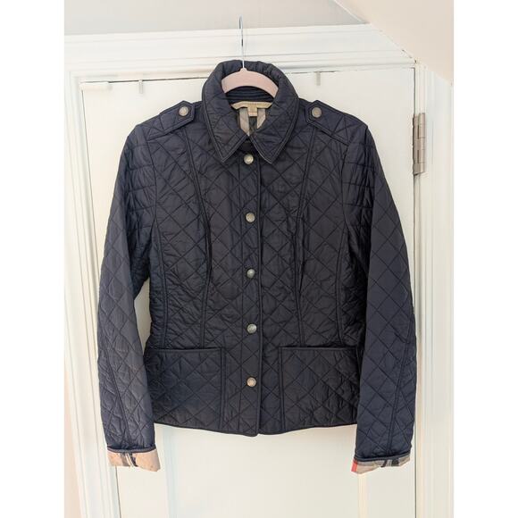 Burberry Women's Kencott Quilted Jacket Navy Blue Sz Small - Picture 1 of 6